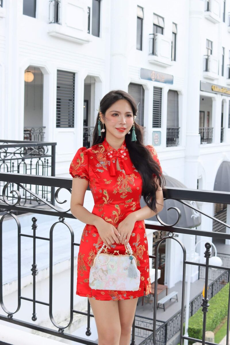 Oriental style outlet mini dress